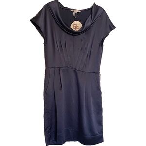 BCBGeneration Gray Smoke Satin Cowl Neck Drape Mini Dress Size M